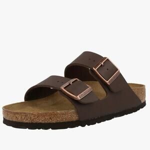 NEW Birkenstock Arizona Birko-Flor Brown Two Strap Cork Footbed Sandals